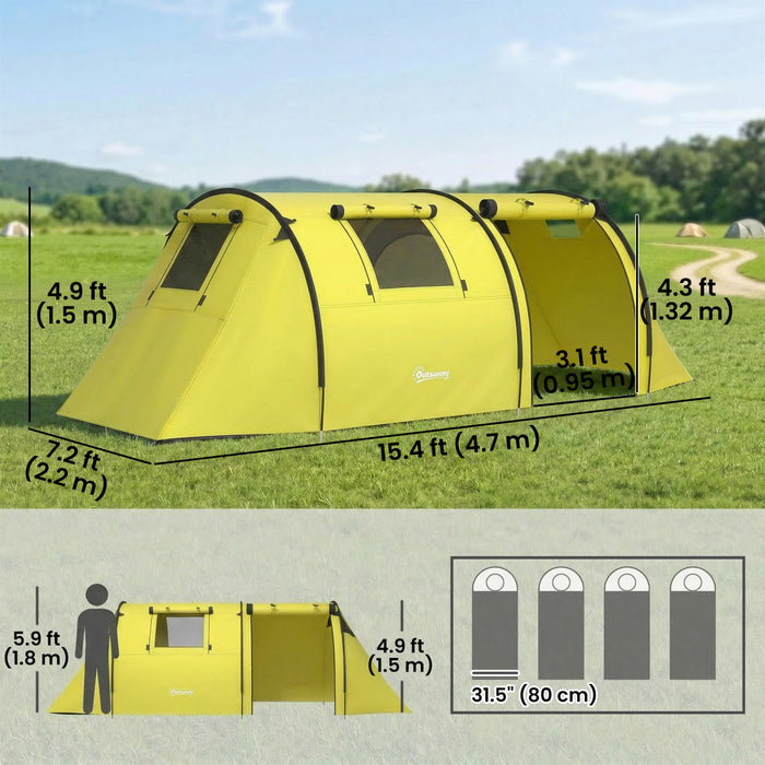 Outsunny Tente de Camping pour 3-4 Personnes avec 2 Pieces, Tente Familiale Impermeable