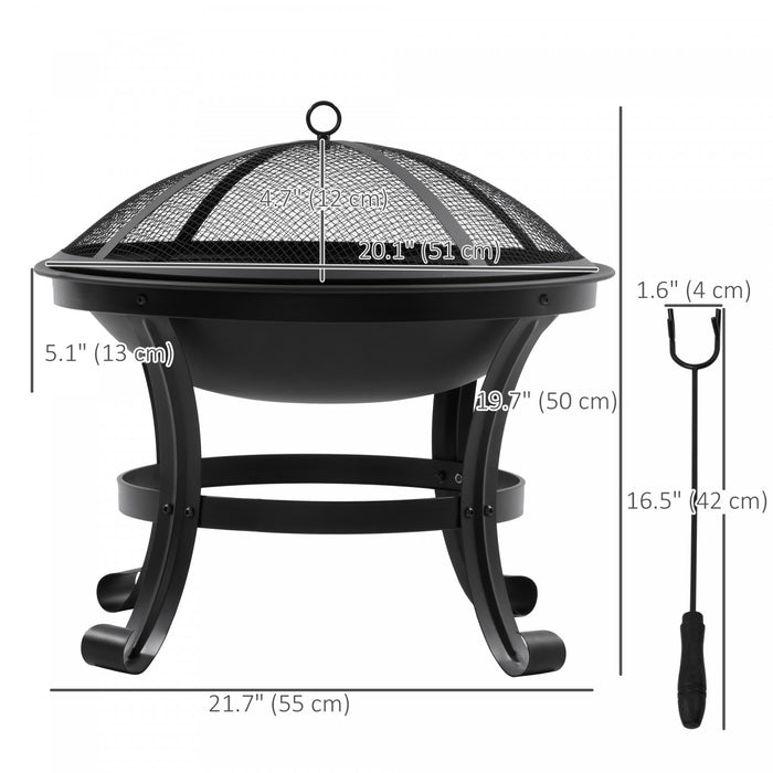 Outsunny Brasero Exterieur, Poele A Bois Foyer Avec Tisonnier, Noir