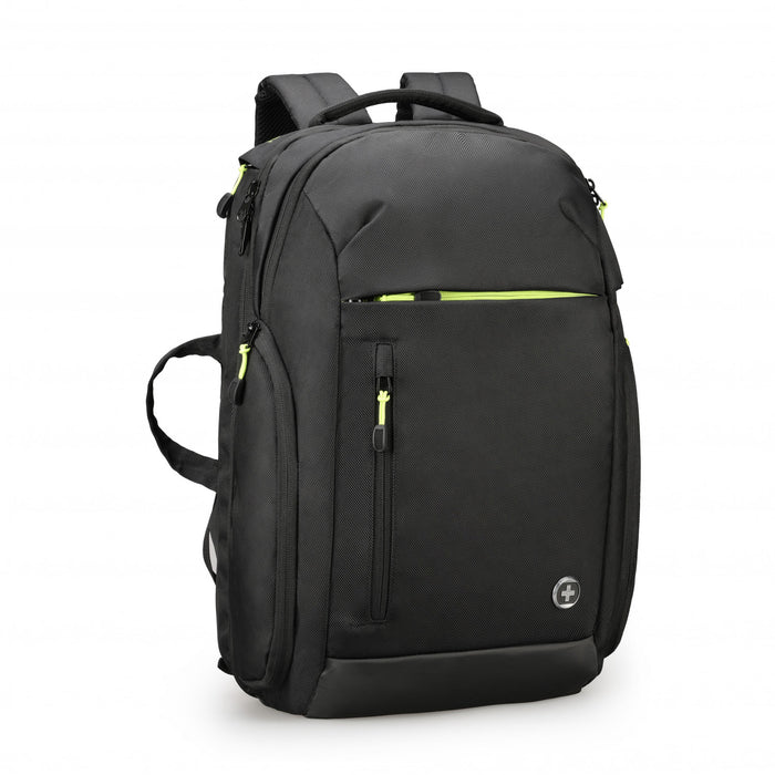 Sac a dos Swissdigital Java – Ordinateur portable 17\", chargement USB, protection RFID, capacite extra-large, anti-vol, SDD Finder