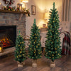 HOMCOM Artificial Pencil Christmas Tree Set of 3, PVC Tips, 3/4/5 ft, Green
