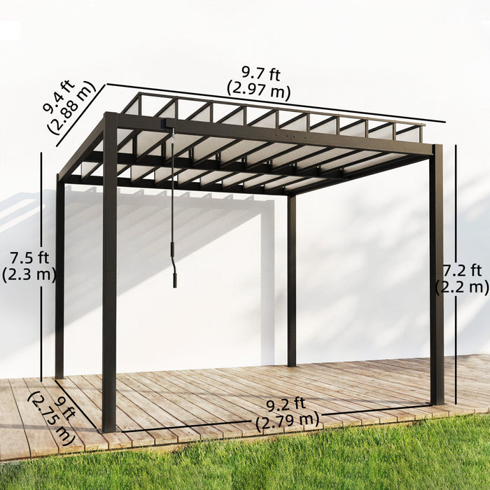 Outsunny 2,9 m x 3 m Pergola a persiennes avec toit en PC, gazebo en aluminium