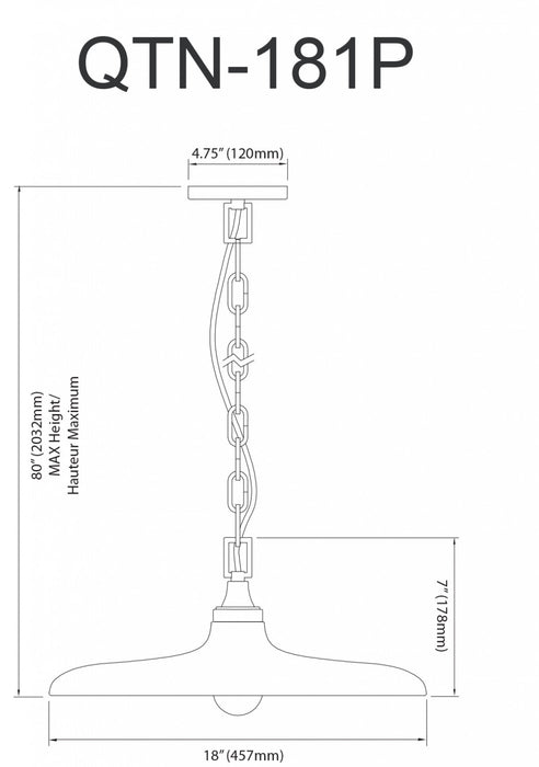 Luminaire suspendu Quentin de Dainolite avec abat-jour blanc mat et doré, fini laiton vieilli et 1 ampoule