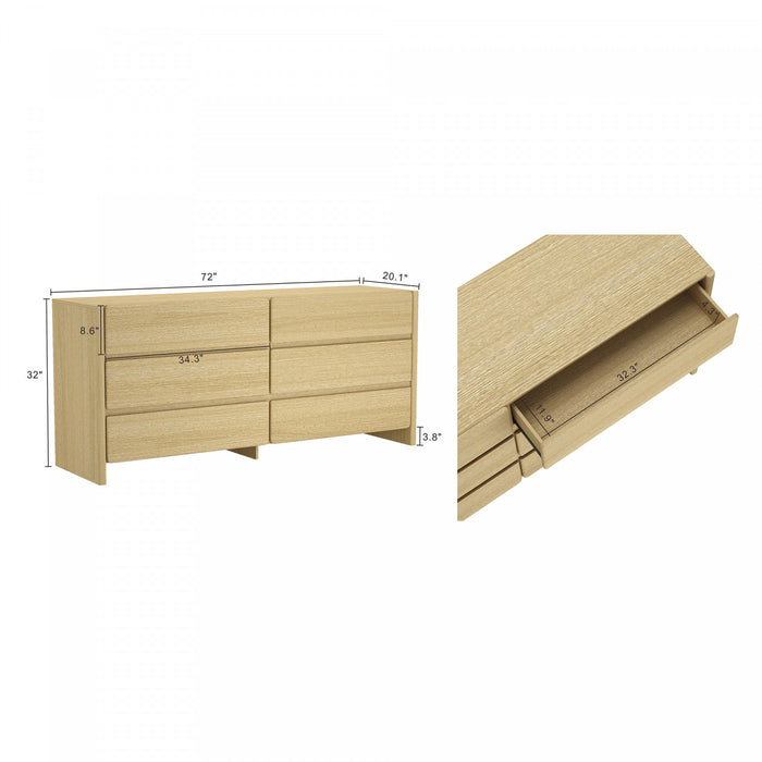Linda Moderne Commode 2 Pieces et Table de Nuit en Chene Naturel