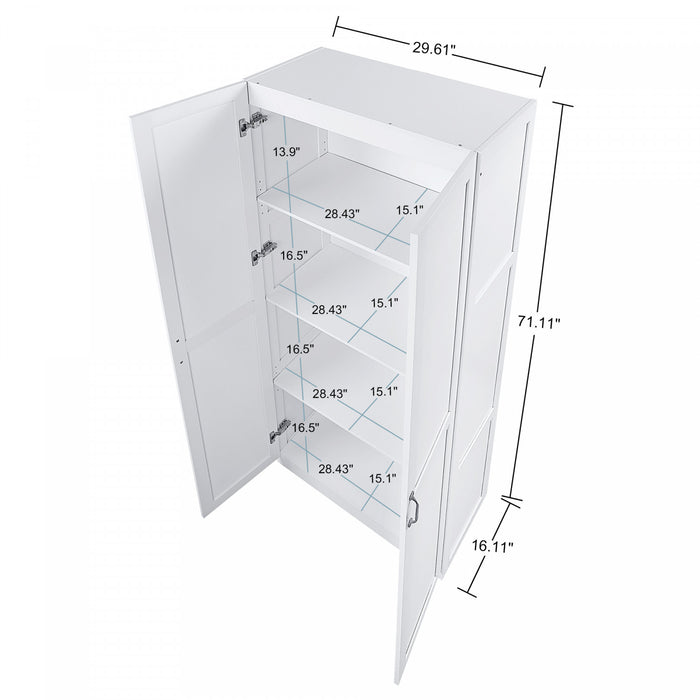 Armoire de rangement Cornelia Modern 30\" en blanc (4 etageres)
