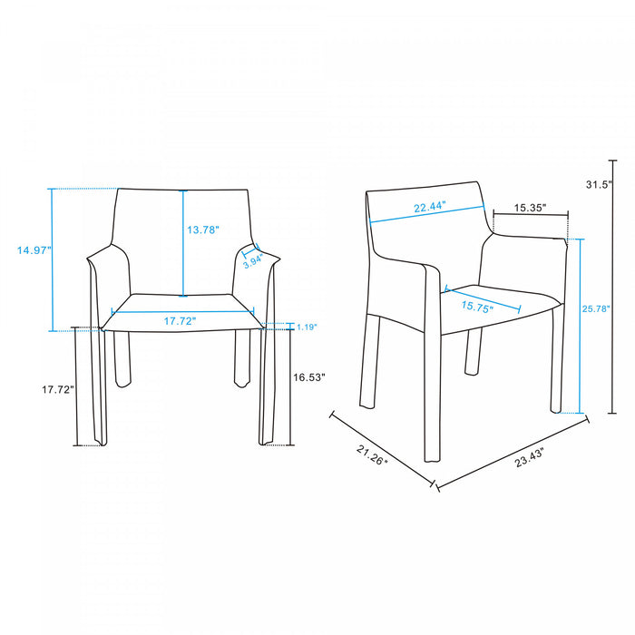 Chaise de salle a manger moderne en cuir vegetalien Vogue en argile - Lot de 2