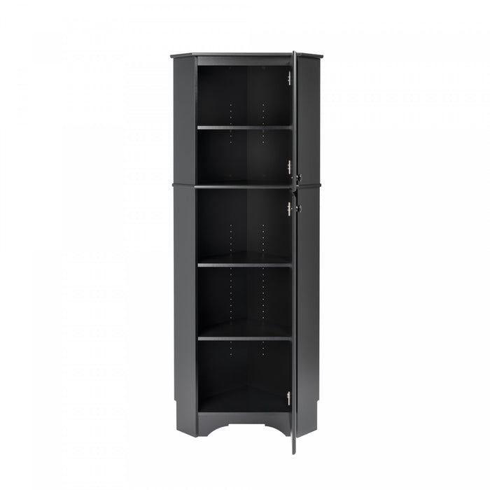 Armoire de rangement haute en coin Elite à 2 portes - noire