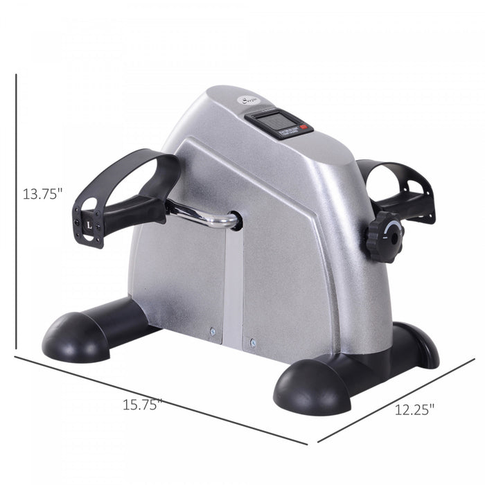 Soozier Mini Velo D'exercice Portable A Pedales Pour Velo D'interieur Avec Ecran Lcd Argente