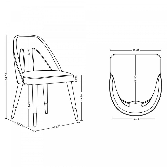 Chaise de salle a manger moderne Neda en velours gris - Lot de 2