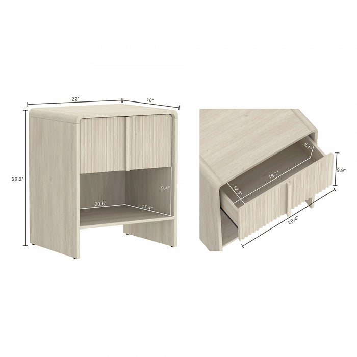 Table de nuit contemporaine Novara 56 cm en chene blanchi (1 tiroir)