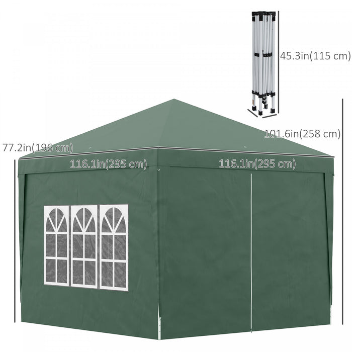 Outsunny 10'x10' Tente De Reception Tonnelle Avec Sac De Transport, Vert