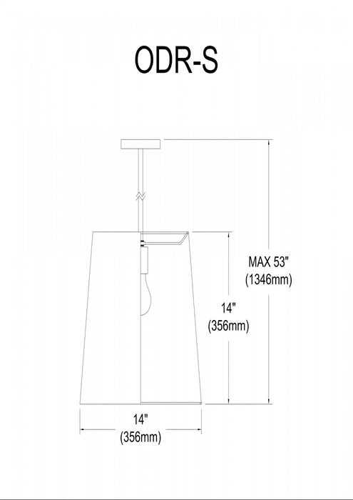 Petit luminaire suspendu de Dainolite avec très grand abat-jour cylindrique effilé blanc et 1 ampoule