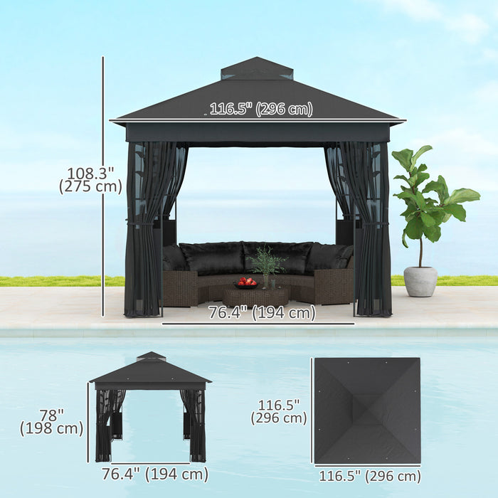Outsunny Pavillon 10' X 10' Avec Etagere Et Filet, Protection Uv30+