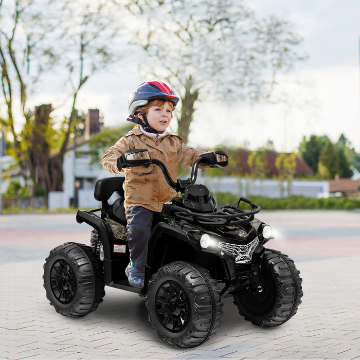 Costway 12v Enfants Rouler Sur Atv Electrique 4 Roues Quad 2 Vitesses W / Mp3 & Phares Noir