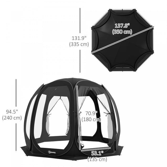 Outsunny Tente Moustiquaire , Tonnelle Escamotable Avec 2 Portes, Noir