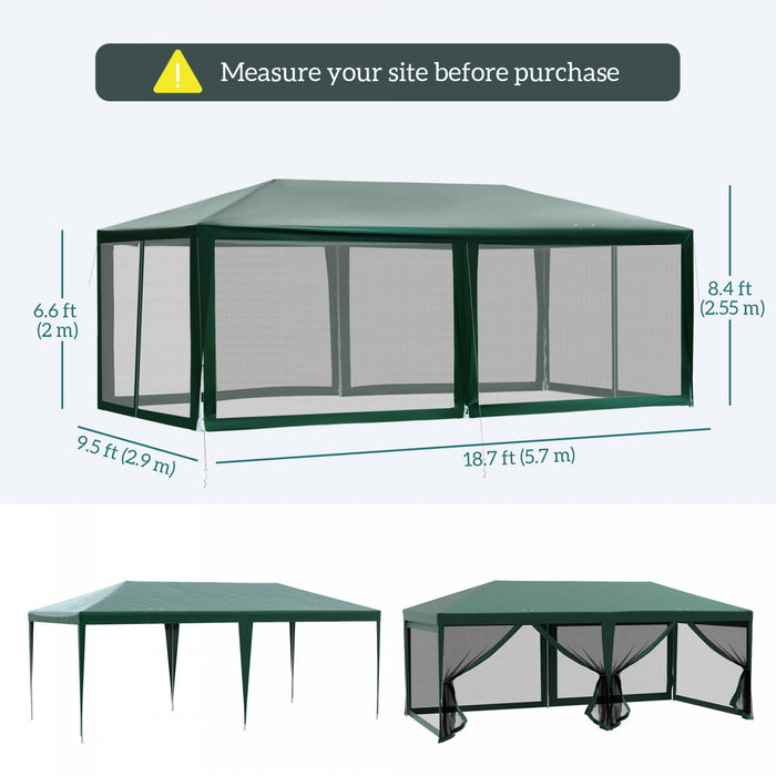 Outsunny 3 m x 6 m Tente de reception, auvent d'exterieur, pare-soleil de jardin, vert