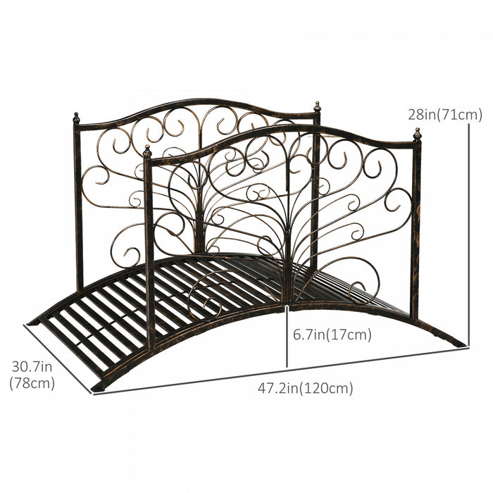 Outsunny Pont De Jardin En Metal De 4 Pieds Pont Decoratif En Arc Avec Garde-corps Bronze Noir