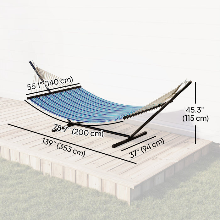 Outsunny Hamac avec Support Robuste 353 cm, Bleu et Blanc