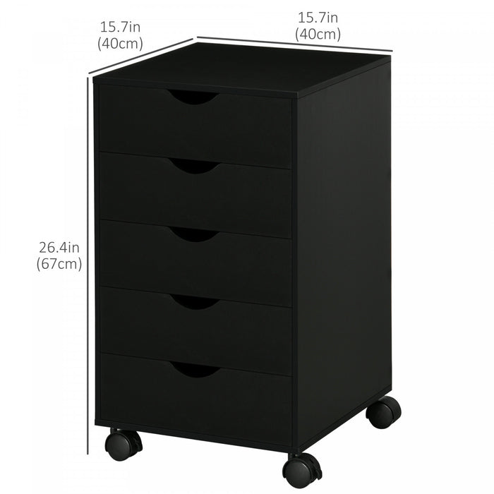 Homcom Organisateur De Rangement De Fichiers 5 Tiroirs, Noir