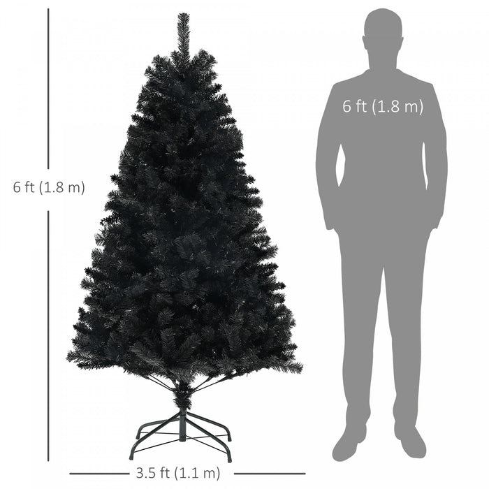 Homcom Sapin De Noel Artificiel De 6 Pieds Avec Ouverture Automatique, Noir