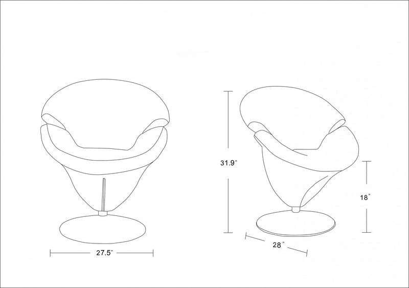 Fauteuil lounge pivotant moderne en velours Tulip orange - Lot de 2