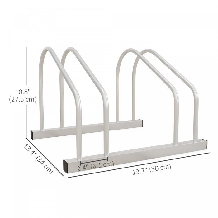 HOMCOM Porte-velos reglable 2 velos, support de sol en acier, argente