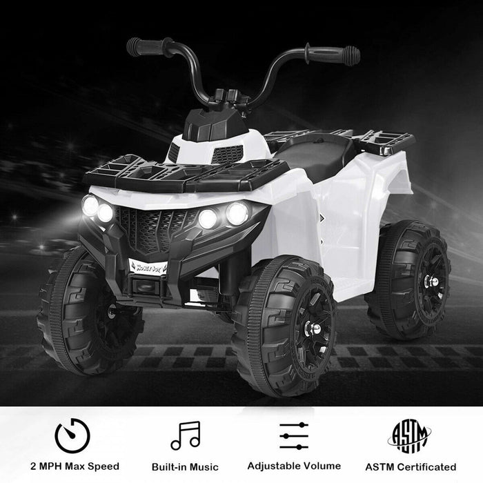6v Batterie Alimentee Enfants Rouler Sur Atv 4 Roues Quad W / Mp3 & Led Phare Blanc