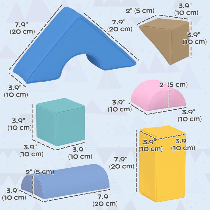 Qaba Equipement De Jeu Doux Pour Enfants, 11 Pieces, Jouets D'escalade, Blocs D'escalade Doux Pour Le Developpement Des Enfants Et L'education Des Couleurs, Couleur Foncee