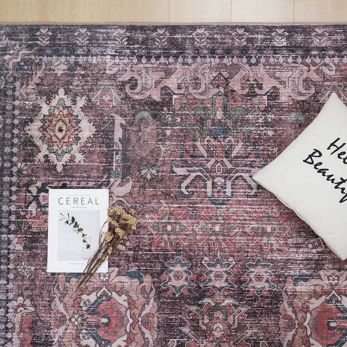 Aqua Flammes Brunes Tapis Lavable Et Antiderapant A Poils Ras 5'x7'