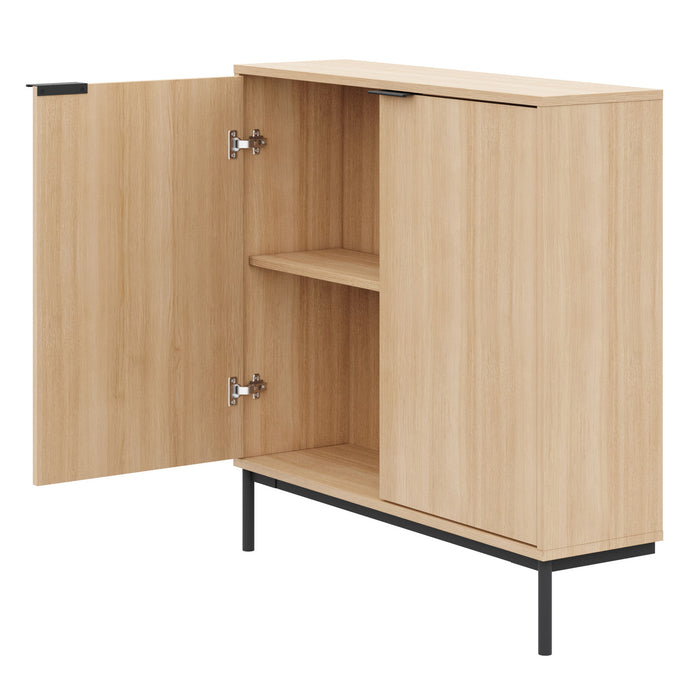 Armoire décorative de rangement mince Nordika à 2 portes - chêne blond naturel