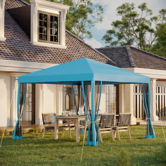 Outsunny Auvent 10' X 10' Avec 4 Parois Laterales Amovibles, Bleu Clair