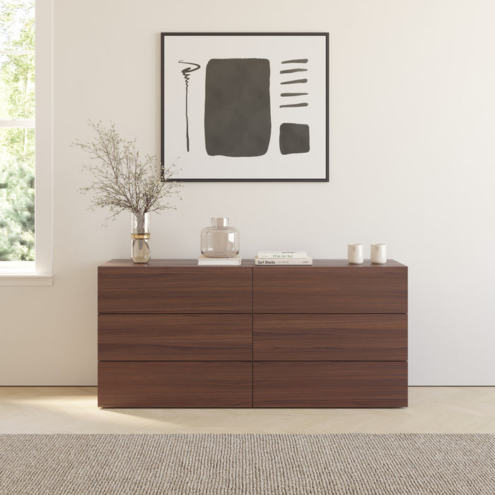 Commode James Nordika Nexera à 6 tiroirs - noyer