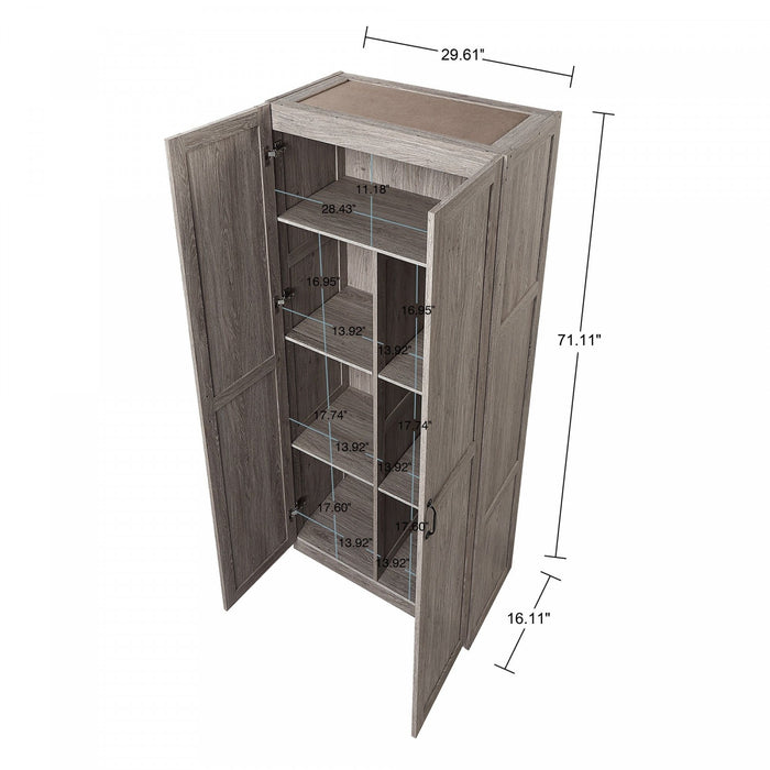 Armoire de rangement moderne Cornelia 30\" en gris (7 etageres)