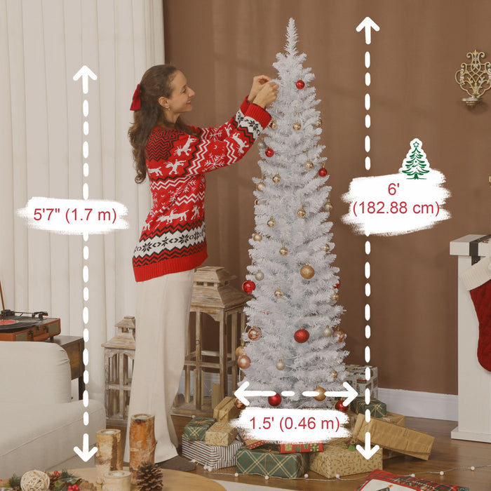HOMCOM Sapin de Noel de 6pi avec LED synchronisees a monter soi-meme, blanc