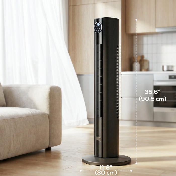 HOMCOM Ventilateur Colonne 28 dB pour Chambre, 26 ft/s Debit d'Air Puissant, Noir