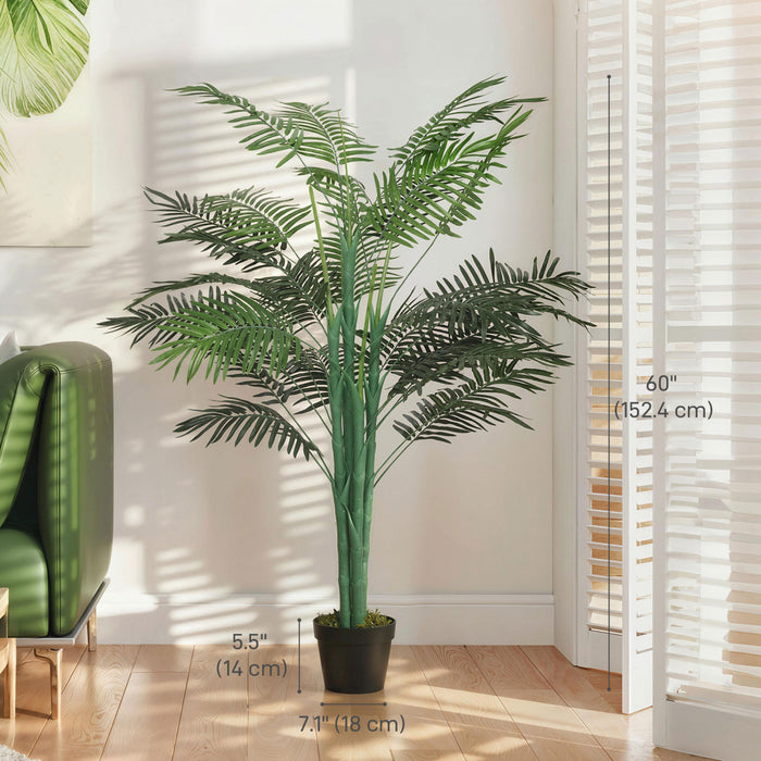 Outsunny Palmier Artificiel Tropical de 1,5 m, Faux Arbre avec Feuilles Realistes