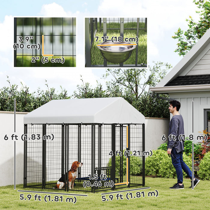 Niche D'exterieur Pour Chien Avec Gamelles, 5,9 X 5,9 X 6 Pi