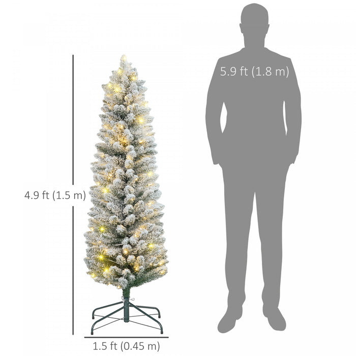 Homcom Arbre De Noel Artificiel Floque Enneige De 5 Pieds Avec Lumieres