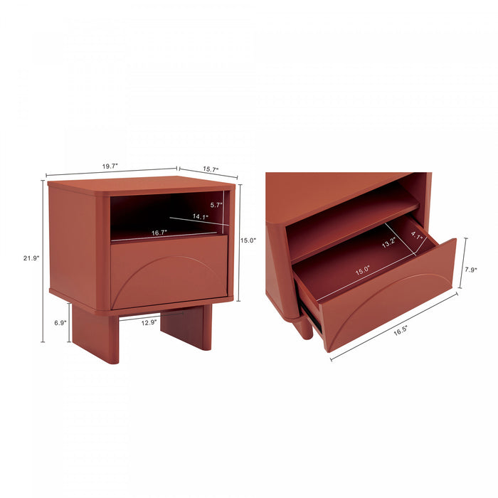 Table de nuit moderne Ella 20\" en terre cuite (1 tiroir) - Lot de 2