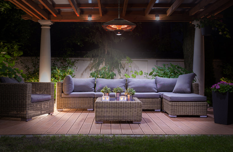 Radiateur de terrasse suspendu électrique et à infrarouge Energ+ - HEA-21288 LED-BLK