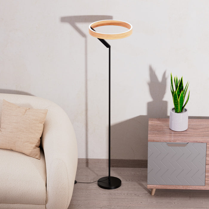 Lampe à pied moderne de 63 po noir mat à DEL