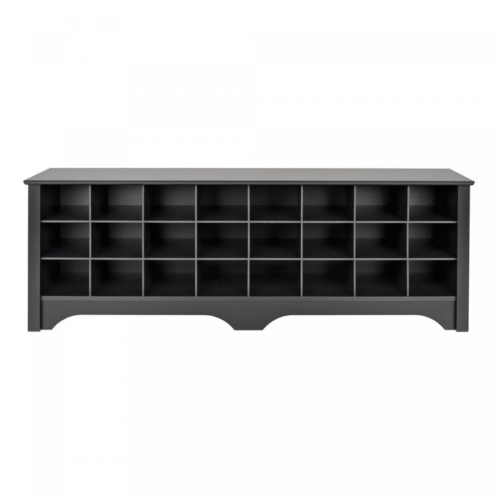 Banc à compartiments de rangement pour 24 paires de chaussures - noir