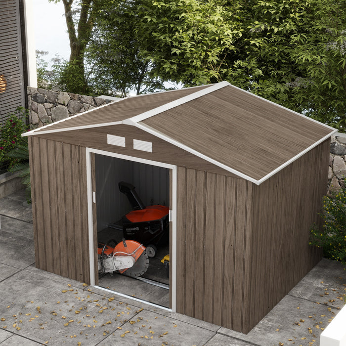 Outsunny Abri De Jardin 9,1' X 6,4' X 6,3' Avec Kit De Fondation En Acier