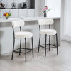 HOMCOM Modern Bar Stools Set of 2 27" Counter Height Barstools Cream White