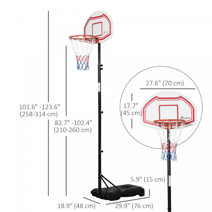 Soozier Panier De Basket De 7 A 8,5pi Avec Panneau Arriere De 27,5po, Blanc