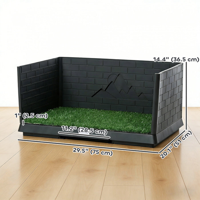 Bac a Litiere pour Chien avec Gazon Synthetique et Parois Hautes, Support pour Tapis Absorbant