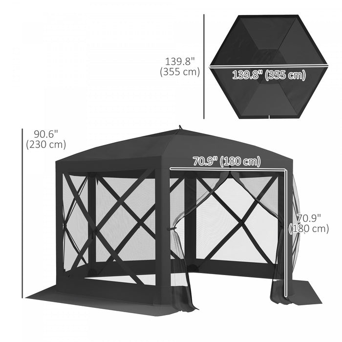 Outsunny Tente Moustiquaire Escamotable 12' X 12', Abri De Camping, Noir
