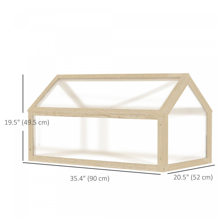 Outsunny en bois à cadre froid serre jardin portable surélevé avec dessus ouvrable pour l’intérieur, l’extérieur, les fleurs, les légumes, les plantes, 35,5 « x 20,5 » x 19,5 « , bois naturel