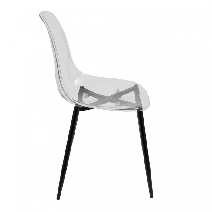 Chaise d’appoint de salle à manger moderne du milieu du 20e siècle Clara transparente et noire - ensemble de 2