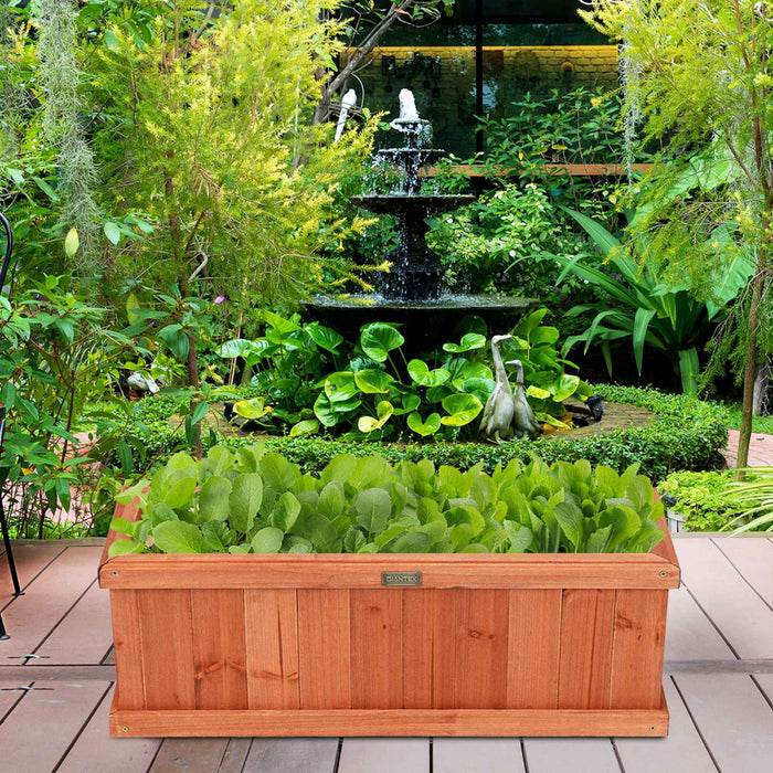Jardiniere Decorative Rectangulaire En Bois Naturel De 36 Pouces Pour Jardin, Cour, Fenetre
