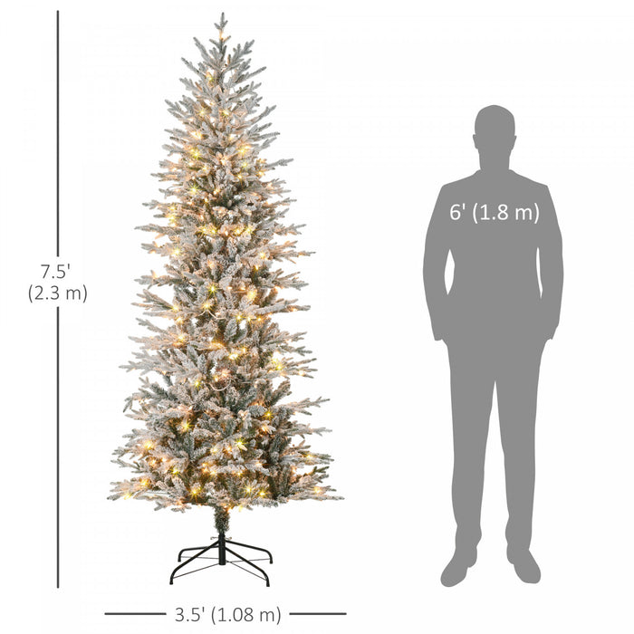 Homcom Arbre De Noel Artificiel Floque De 7 Pi Avec Lumieres Jaune